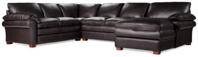 Hogan 3 Piece Leather Sectional - Plush Pillow Arms - Spacious Chaise Lounge - Ultimate Comfort