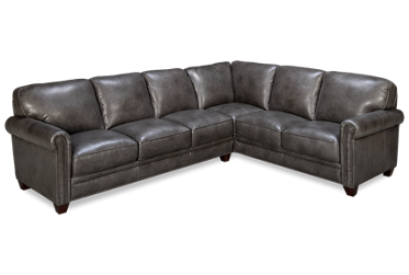 Cordovan 2 Piece Leather Sectional with Nailhead