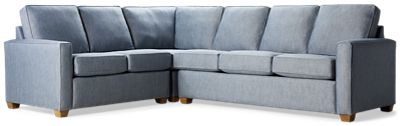 Sanibel 3 Piece Sleeper Sectional - Soft Fabric - Flared Track Arms - 3 Coordinating Toss Pillows - Pull-Out Queen Memory Foam Mattress