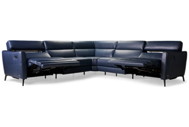 Greg 5 Piece Leather Power Reclining Sectional - Tilt Power Headrest - 2 Recliners - Smooth Top Grain Leather