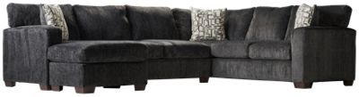 Edson 2 Piece Sectional - Soft Polyester Fabric - Wide Track Arms - Three Toss Pillows - Plush Textured Upholstery - Cozy Chaise