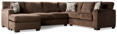 Edson 2 Piece Sectional - Soft Polyester Fabric - Wide Track Arms - Three Toss Pillows - Plush Textured Upholstery - Cozy Chaise