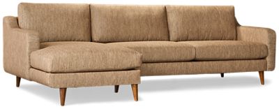 Orlando 2 Piece Sectional - Sunbrella Fabric - Plush Cushions - Left Arm Facing Chaise - Mid-Century Modern