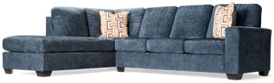 Timberlake 2 Piece Sectional - Soft Textured Polyester Fabric - Wide Track Arms - Two Coordinating Toss Pillows - Left-Facing Chaise
