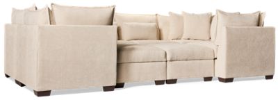 Puzzle 8 Piece Sectional - U-Shaped Entertainer - Storage Ottomans - Modular System - Plush Cushions - Angled Track Armrests - Toss Pillows - Soft Chenille Fabric