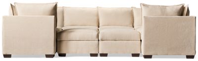 Puzzle 8 Piece Sectional - U-Shaped Entertainer - Storage Ottomans - Modular System - Plush Cushions - Angled Track Armrests - Toss Pillows - Soft Chenille Fabric