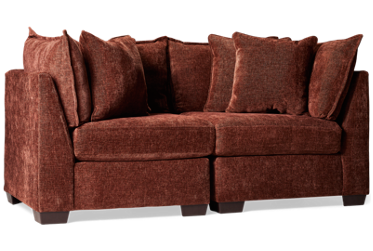 Puzzle 2 Piece Sectional - Modular System - Plush Cushions - Angled Track Armrests - Toss Pillows - Soft Chenille Fabric