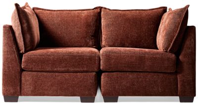 Puzzle 2 Piece Sectional - Modular System - Plush Cushions - Angled Track Armrests - Toss Pillows - Soft Chenille Fabric