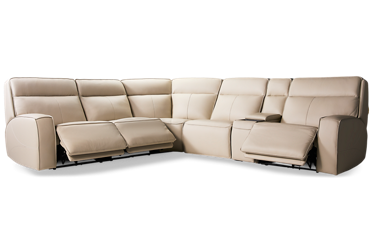 Limitless 6 Piece Leather Power Reclining Sectional - Tilt Power Headrest - Console with Cup Holders - Lumbar Support - Zero Gravity Reclining