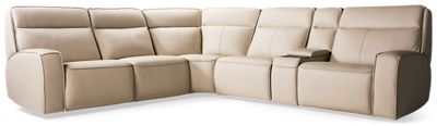 Limitless 6 Piece Leather Power Reclining Sectional - Tilt Power Headrest - Console with Cup Holders - Lumbar Support - Zero Gravity Reclining
