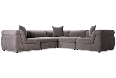 Hangout 5 Piece Sectional - Soft Polyester Fabric - Three Toss Pillows - Immersive Sound System