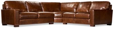 Pista 4 Piece Leather Sectional - Thumbnail 4