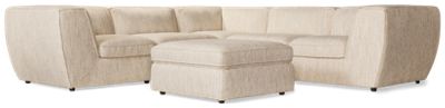 Sound Lounge 6 Piece Sectional - Durable Fabric - Flared Track Arms - Ottoman - 3 Toss Pillows - Immersive Sound System with Adjustable Settings - Plush Seating