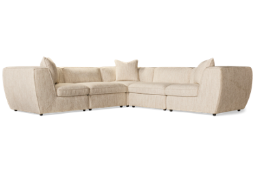 Sound Lounge 5 Piece Sectional - Durable Fabric - Flared Track Arms - 3 Toss Pillows - Immersive Sound System with Adjustable Settings - Plush Seating