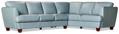 Brighton 2 Piece Leather Sectional - Modern Design - Flared Track Arms - Plush Cushions - Durable Top Grain Leather