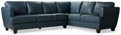 Brighton 2 Piece Leather Sectional - Modern Design - Flared Track Arms - Plush Cushions - Durable Top Grain Leather
