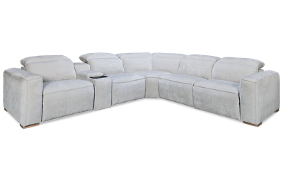 Oyster 6 Piece Power Reclining Sectional with 3 Recliners with Tilt Headrest and Console 
