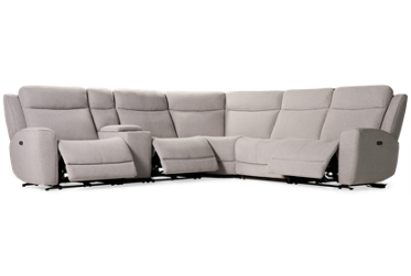 Apollo 6 Piece Power Reclining Sectional with 3 Recliners with Tilt Headrest & Console