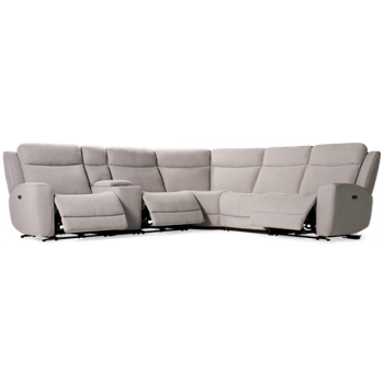 Apollo 6 Piece Power Reclining Sectional with 3 Recliners with Tilt Headrest & Console