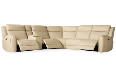 Bronco 6 Piece Leather Power Reclining Sectional with 3 Recliners and Console