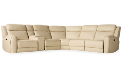 Bronco 6 Piece Leather Power Reclining Sectional with 3 Recliners and Console