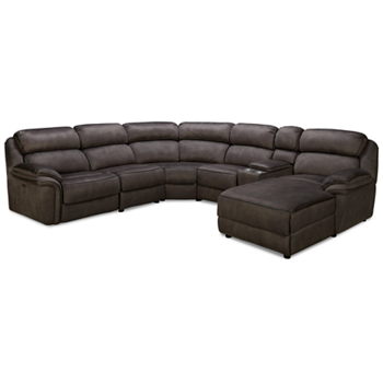 Daughtrey Power 6 Piece Reclining Sectional with 2 Recliners with Tilt Headrest & Console