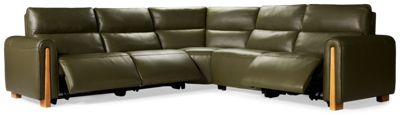 Del Mar 5 Piece Leather Power Reclining Sectional - 3 Recliners - Tilt Power Headrest - Top Grain Leather