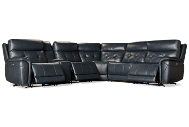 Wyoming 6 Piece Leather Power Reclining Sectional - 3 Recliners - Tilt Power Headrest - Console With Cupholders - Soft Top Grain Leather
