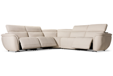 Henry Leather 5 Piece Power Reclining Sectional - 3 Recliners - Tilt Headrest - Zero Gravity