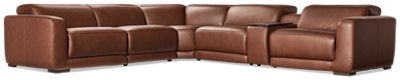 Arbor 6 Piece Sectional - Top-Grain Leather - Tilt Power Headrest - 3 Recliners - Storage Console with Table