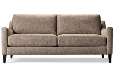 Design Lab Sofa - Soft Textured Fabric - Three Coordinating Toss Pillows - Cozy Contemporary Design - Sleek Slope Track Arms - Extended Lounge Depth