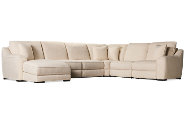 Vineyard 6 Piece Power Reclining Sectional - 2 Recliners - Tilt Power Headrest - Chaise Lounge