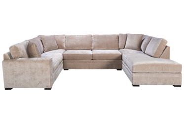 Choices 3 Piece Sectional - U-Shaped Design - Spacious Chaise Lounge - Soft 100% Polyester Upholstery - Three Matching Toss Pillows