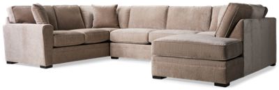 Choices 3 Piece Sectional - U-Shaped Design - Spacious Chaise Lounge - Soft 100% Polyester Upholstery - Three Matching Toss Pillows