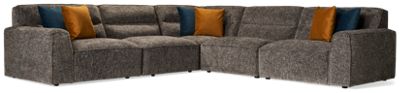 Burbank 5 Piece Sectional - Plush Cushions - Tufted Backrests - Angled Track Armrests - Six Toss Pillows - Durable 100% Polyester Fabric