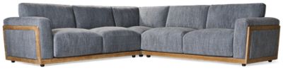 Madeira 3 Piece Sectional - Textured Fabric Upholstery - Plush Cushions - Flared Track Arms - Exposed Light Wood Frame