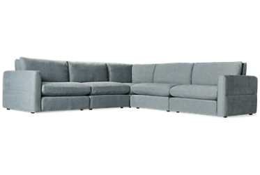 Bristol 5 Piece Sectional - Chic Style - Contemporary Clean Lines - Slim Track Arms