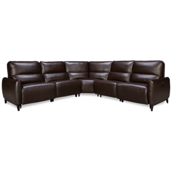 Baja Power 5 Piece Reclining Sectional with 3 Recliners with Tilt Headrest