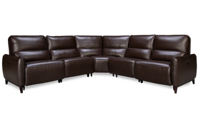 Baja Power 5 Piece Reclining Sectional with 3 Recliners with Tilt Headrest