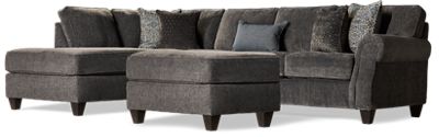 Tripoli 2 Piece Sectional with Storage Ottoman - Left Arm Facing Chaise - Plush Cushions - Five Toss Pillows