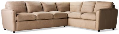 Quincy 2 Piece Leather Sectional - Contemporary Design - Plush Pillow Backs - Cozy Box Seats - Soft Top Grain Leather