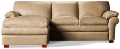 Hogan 2 Piece Leather Sectional - Plush Pillow Arms - Spacious Chaise Lounge - Ultimate Comfort