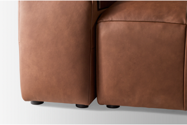 Bree 6 Piece Leather Sectional - Plush Backrests - Tufted Seats - High Resiliency Foam Cushions - Wooden Tray Armrests