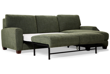 Undercover 2 Piece Sleeper Sectional - Chaise with Hidden Storage - Flared Track Arms - Easy Pull-Out Queen Mattress