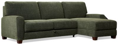 Undercover 2 Piece Sleeper Sectional - Chaise with Hidden Storage - Flared Track Arms - Easy Pull-Out Queen Mattress