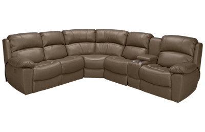 Synergy Larue Power 3 Piece Reclining Sectional with 3 Recliners with Tilt Headrest and Console