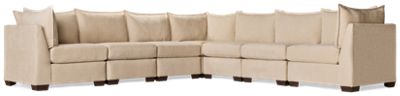 Puzzle 7 Piece Sectional - Modular System - Plush Cushions - Angled Track Armrests - Toss Pillows - Soft Chenille Fabric