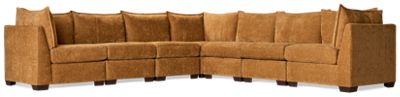 Puzzle 7 Piece Sectional - Modular System - Plush Cushions - Angled Track Armrests - Toss Pillows - Soft Chenille Fabric