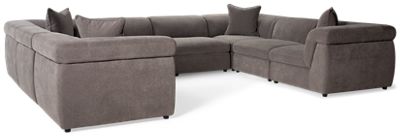 Hangout 8 Piece Sectional - Soft Polyester Fabric - Wide Flared Track Arms - Four Toss Pillows - Immersive Sound System