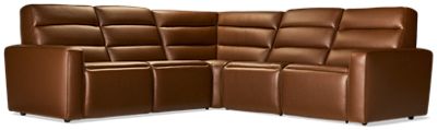 Rowan 5 Piece Power Reclining Sectional - 3 Recliners - Tilt Power Headrest - Cushioned Track Arms - Tufted Backrests